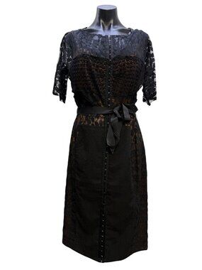 Beguile By Byron Lars Lace Tie Belted Dress Black Size 12